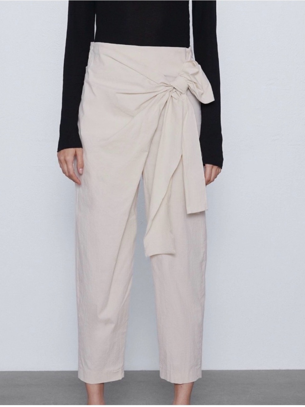 Zara High-Waist Wrap-Front Pareo Tapered Pants